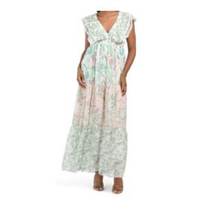 NEW House of Harlow 1960 Women’s XS White Floral Tiered Maxi‎ Dress Sleeveless